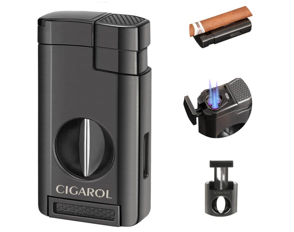 3-Jet-Flammen Sturmfeuerzeug mit V-Cutter – 54% Rabatt