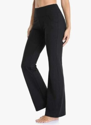 Damen Bootcut Yogahose: Hohe Taille, Bauchkontrolle, perfekt für Workouts und einen eleganten Look.