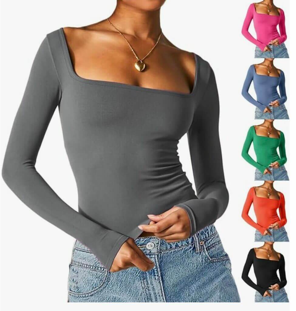 Damen Slim Fit Langarmshirt – 50% Rabatt