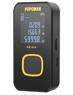 POPOMAN A8 Ace Laser Entfernungsmesser: Präzise Messungen bis 60 m, USB-Ladung, LCD-Display, 6 Messmodi.