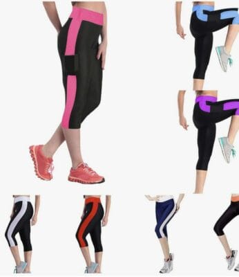 Sport Leggings Damen: Blickdichte, elastische 3/4 Capri Leggings mit Seitentaschen - perfekt für Yoga und Freizeit.