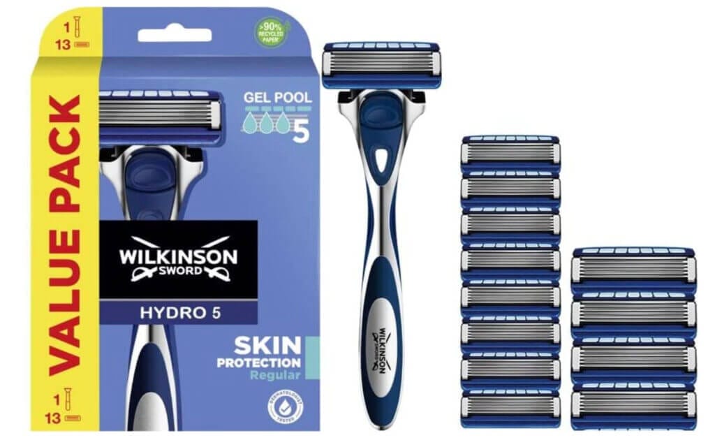 Wilkinson Sword Hydro 5 (1 Rasierergriff + 13 Ersatzklingen) – 39% Rabatt + 5% Spar-Abo + 10% Rabatt auf die erste Bestellung