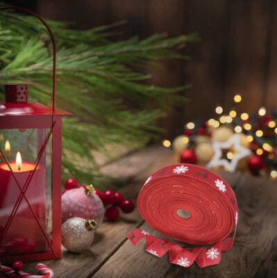 In vielen Farben und Designs: Weihnachtsgeschenkband (20m x 5cm) - 50% Rabatt 4 Band