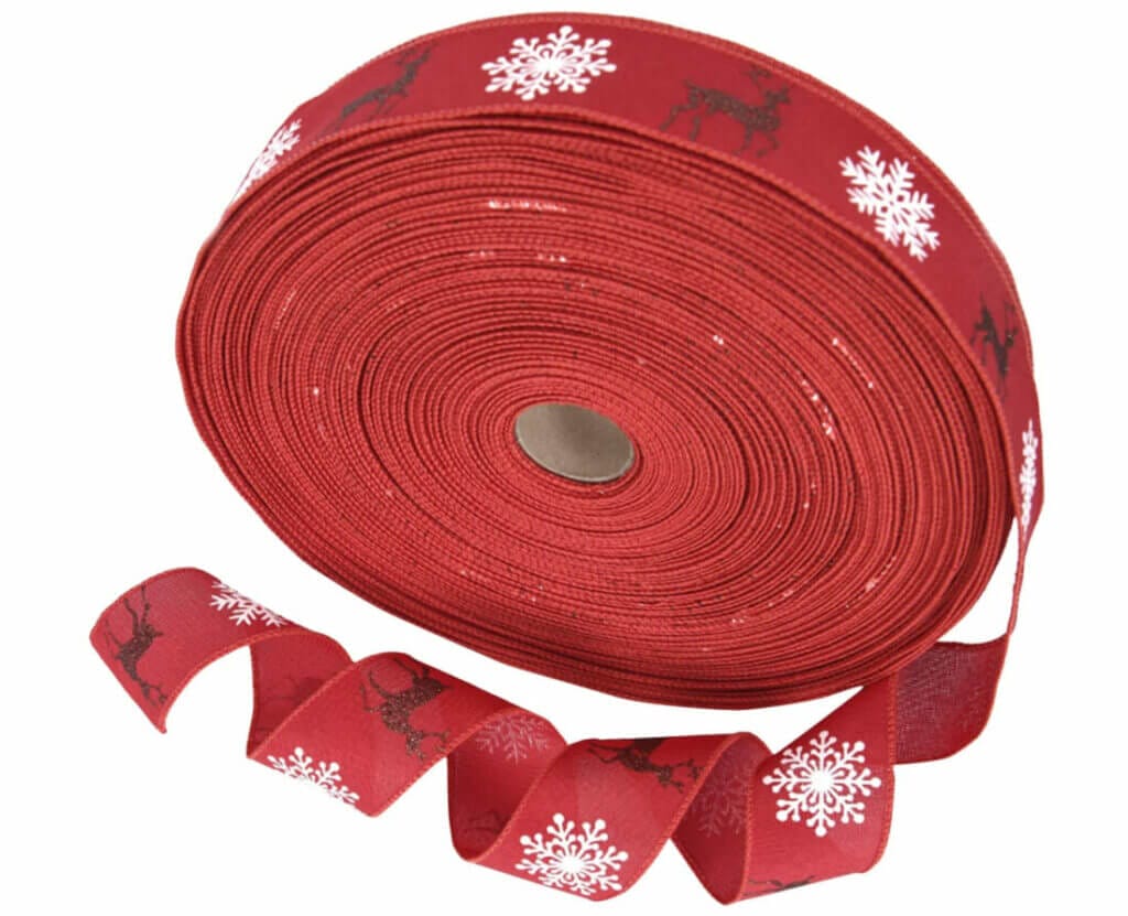 In vielen Farben und Designs: Weihnachtsgeschenkband (20m x 5cm) – 50% Rabatt
