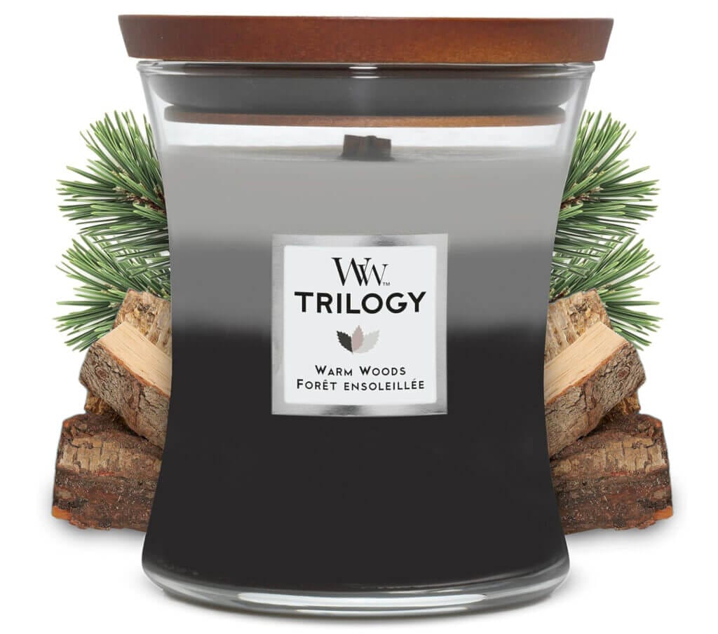 WoodWick Trilogy-Duftkerze Warm Woods – 42% Rabatt
