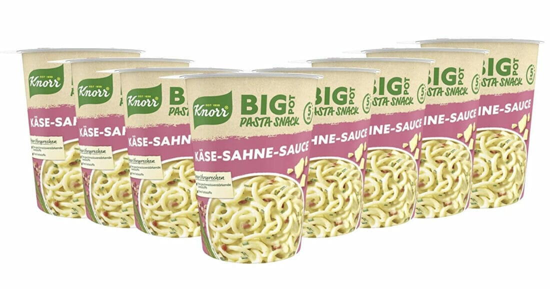 Knorr Big Pasta Snack Pot mit Käse-Sahne-Sauce – 29% Rabatt + 10% Spar-Abo + weitere 20% Rabatt auf die erste Bestellung