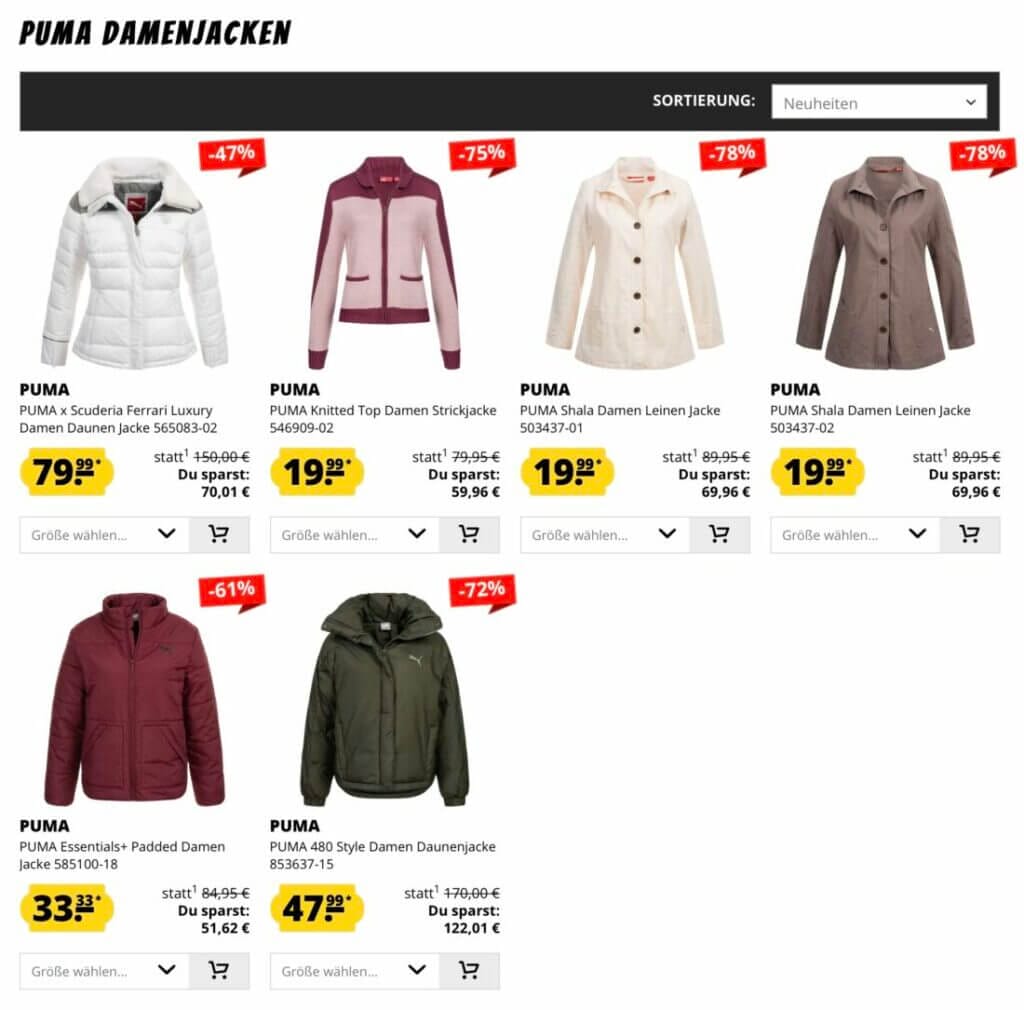 Puma Jacken Sale für Damen – jetzt bis zu – 78% Rabatt
