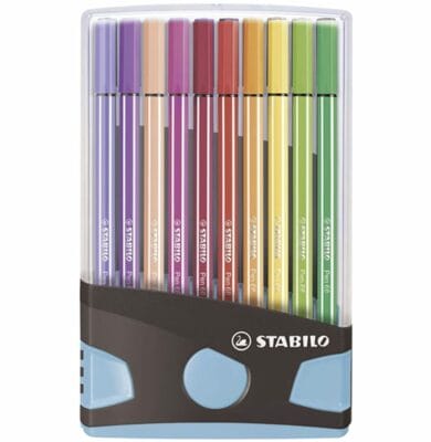 Premium Filzstift STABILO Pen 68 ColorParade 20er Tischset in anthrazithellblau mit 20 verschiedenen Farben