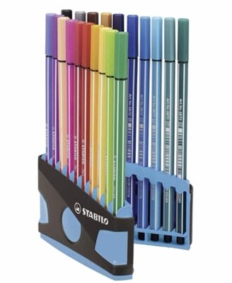 Premium Filzstift STABILO Pen 68 ColorParade 20er Tischset in anthrazithellblau mit 20 verschiedenen Farben1