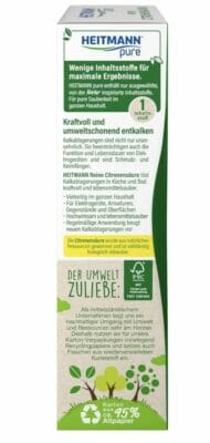 HEITMANN pure Citronensäure: Effektiver, umweltfreundlicher Entkalker für Haushaltsgeräte. Jetzt Kalkablagerungen mühelos entfernen!