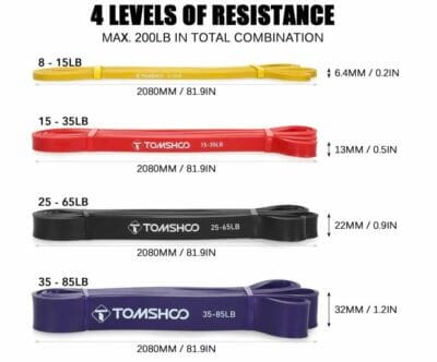 TOMSHOO Resistance Bands Set: Vielseitiges Training mit verschiedenen Widerstandsstufen für Krafttraining und Klimmzüge.