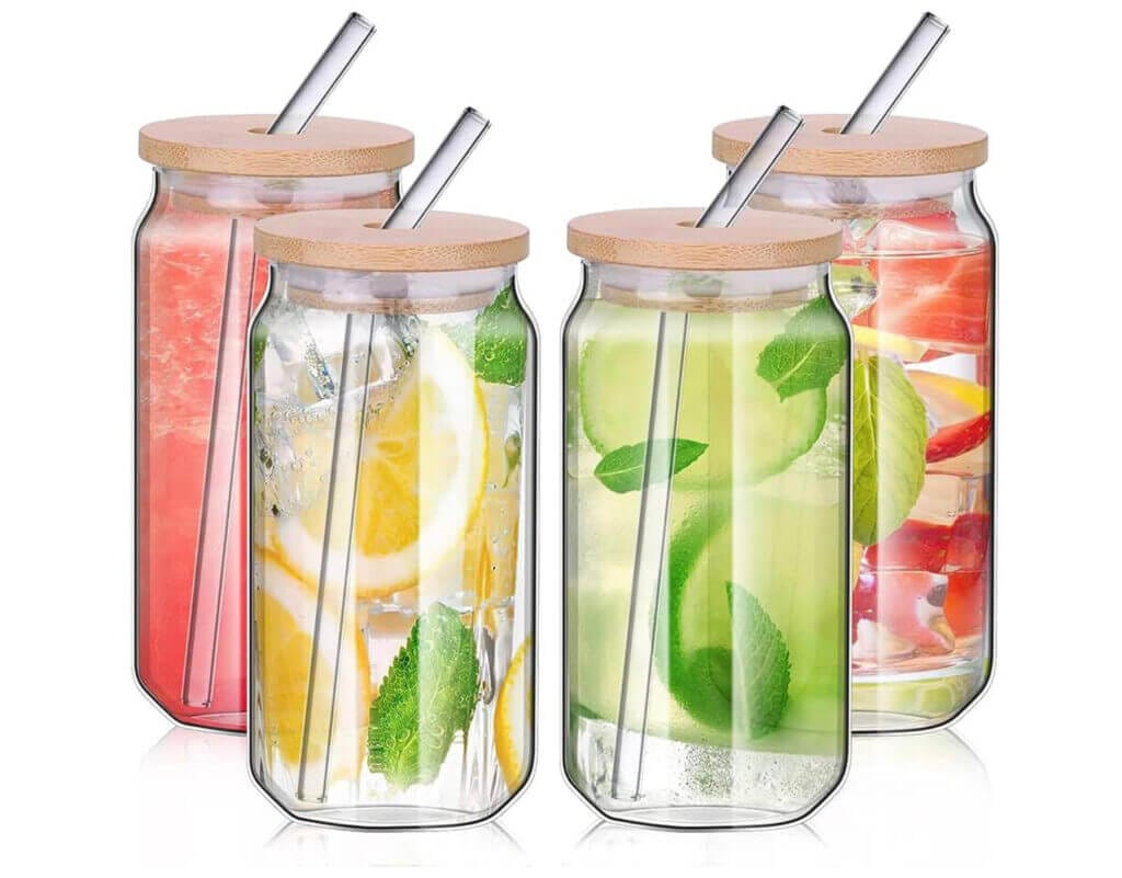 alouweekuky Cocktailgläser mit Deckel und Strohhalm (4er-Set) – 40% Rabatt