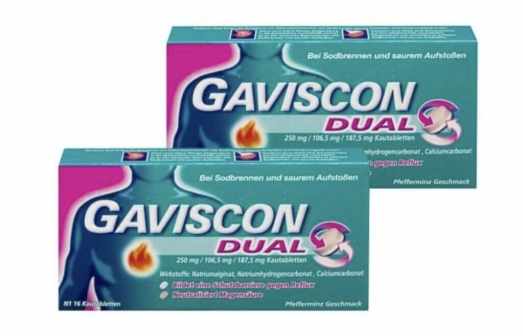 Gaviscon Dual 250 mg, 2 x 16 Kautabletten – 24% Rabatt