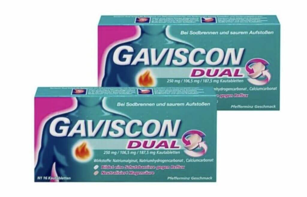 Gaviscon Dual 250 mg, 2 x 16 Kautabletten – 24% Rabatt