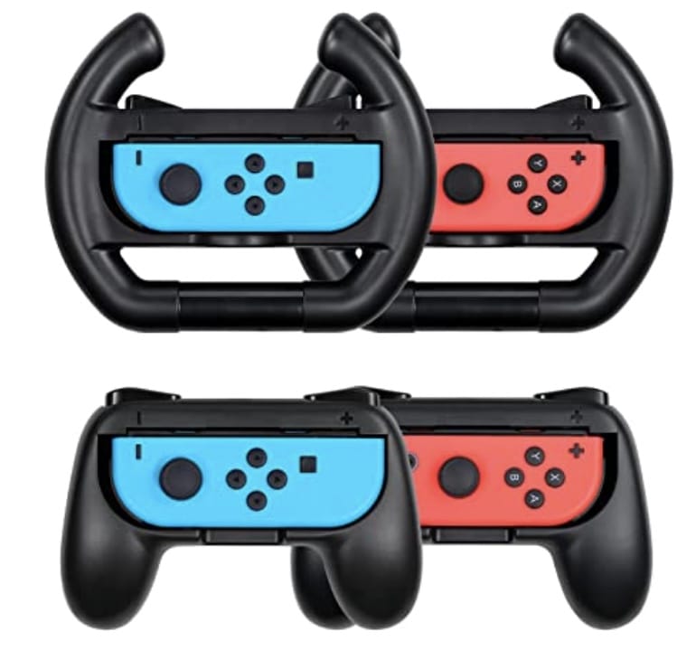 Lioncast Lenkrad für Nintendo Switch 4er Set mit Griffen (2x Wheels & 2x Grips) – 25% Rabatt