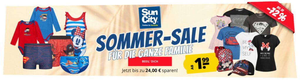 SUN CITY Sommer Sale für die ganze Familie