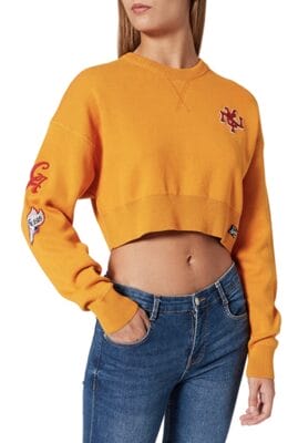 Superdry Damen Varsity Crop Cotton Crew Pullover Sweater