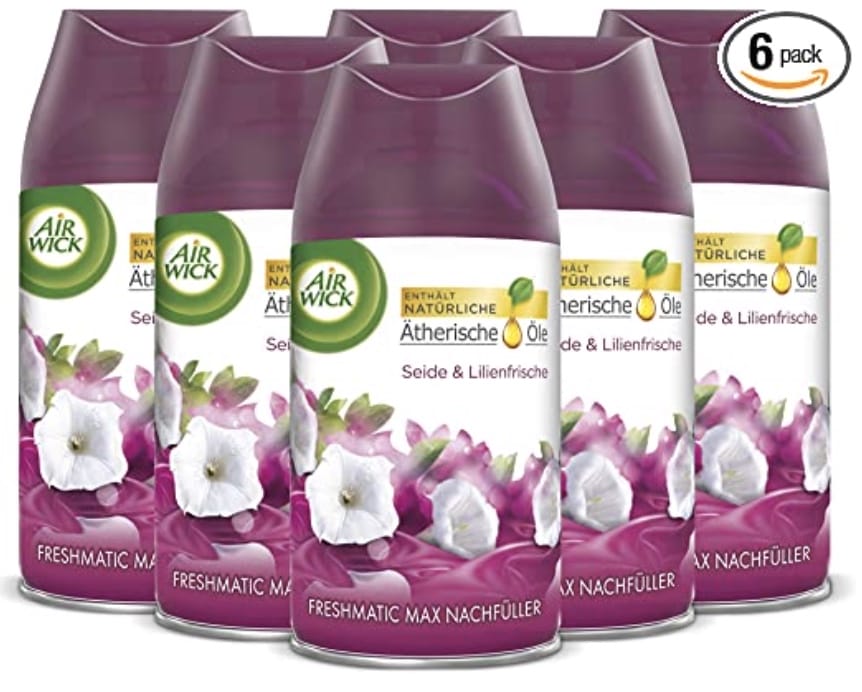 Air Wick Freshmatic Max Raumspray – Nachfüller für den Air Wick Freshmatic Max – Duft: Seide und Lilienfrische – 6 x 250 ml – 44% Rabatt + 10% Spar-Abo