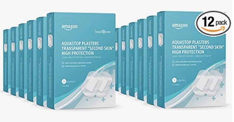 Sparpreis: Amazon Basic Care – Aquastop-Pflaster – 12 Packungen à 5 Stück – 25% Rabatt + 5% Spar-Abo