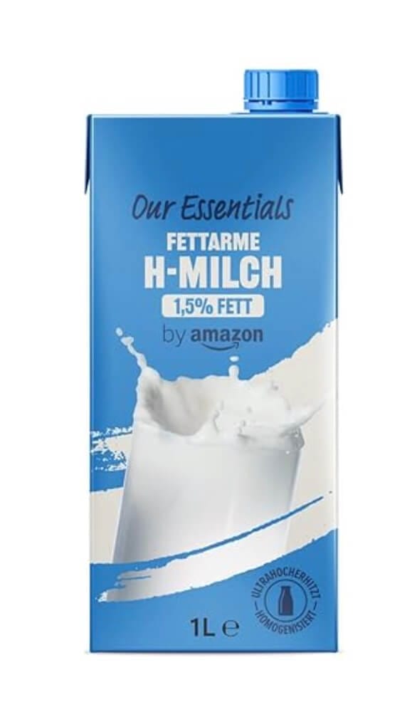 Wir helfen dir sparen: by Amazon fettarme H-Milch, 1,5% Fett, 12 x 1L – 1,05 €