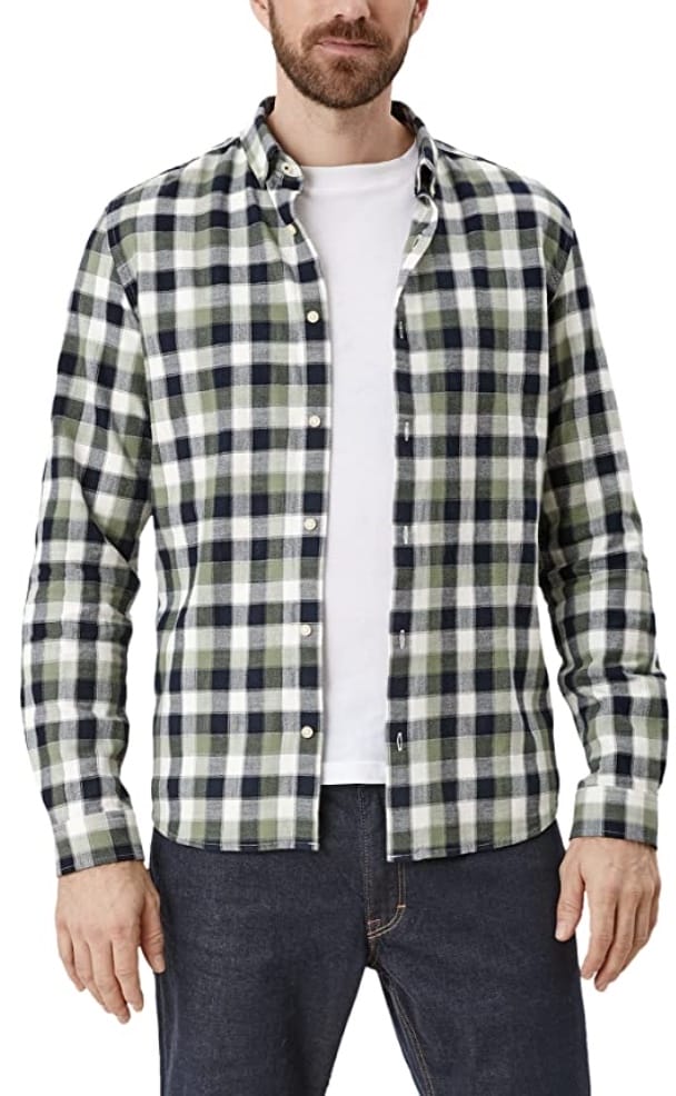 s.Oliver Herren Hemd in Olive Check – 76% Rabatt