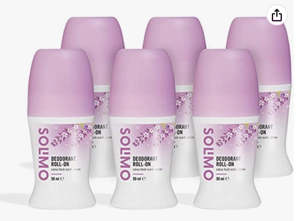 Amazon-Marke: Solimo Unisex Deo-Roll-On mit aktivem Salbei-Duft, 6er-Pack – 43% Rabatt + 5% Spar-Abo
