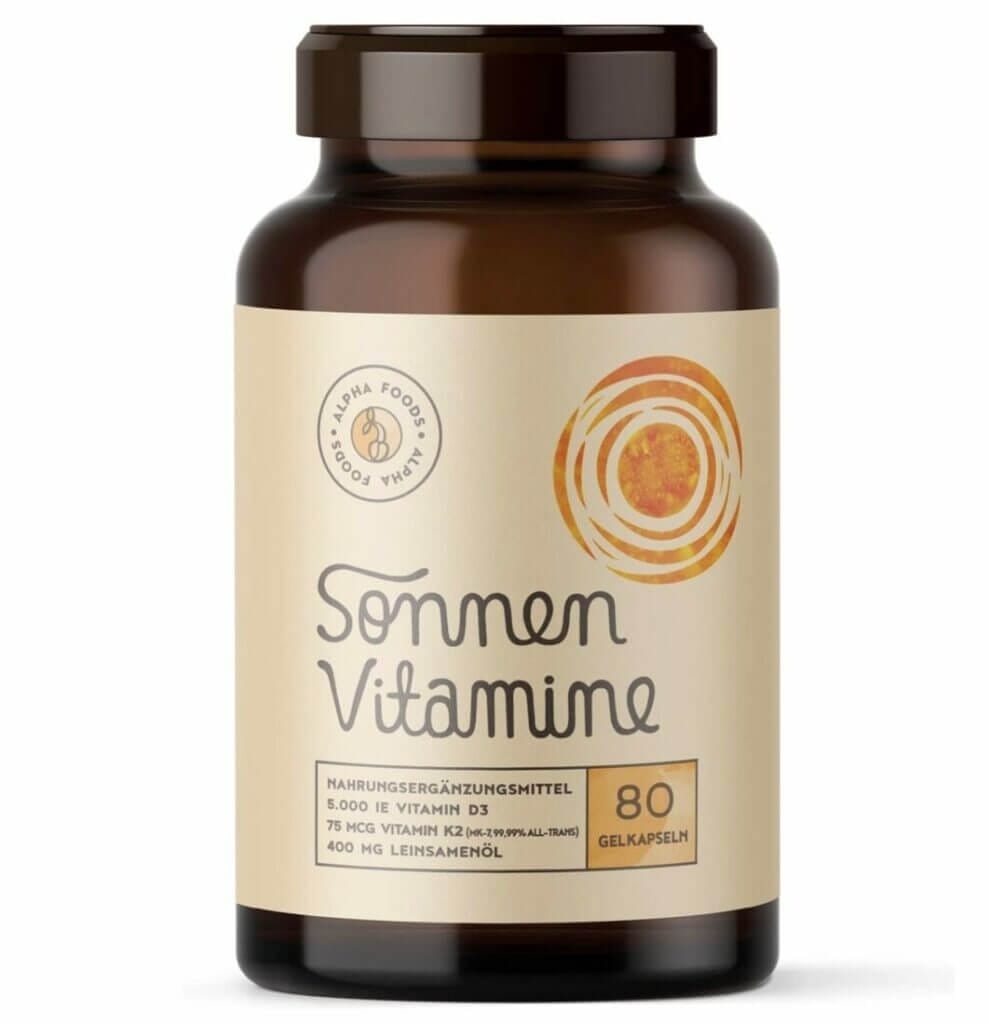 SONNENVITAMINE 5.000 IE Vitamin D3, K2 und Leinöl – 65% Rabatt + 5% Spar-Abo