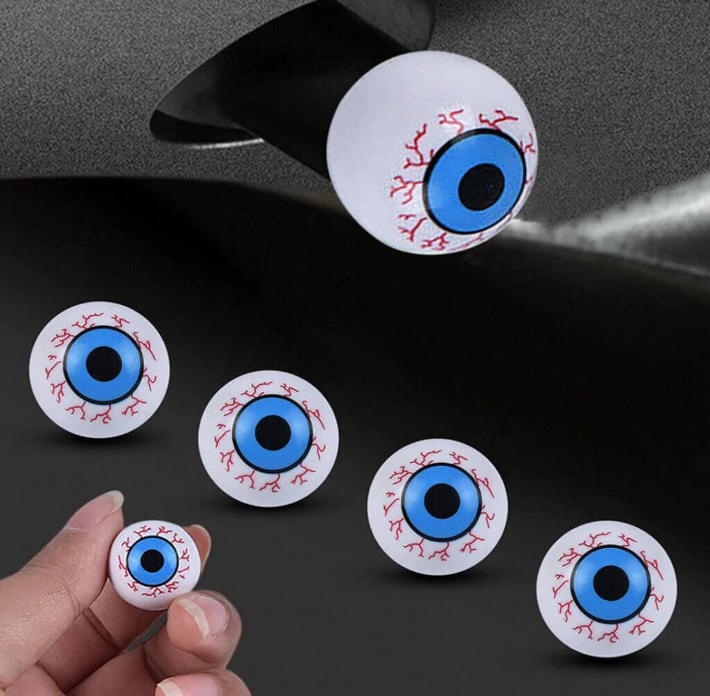 Für Autos, Motorräder oder Fahrräder: Ventilkappen im Augapfel-Design (4 Stück) – 70% Rabatt