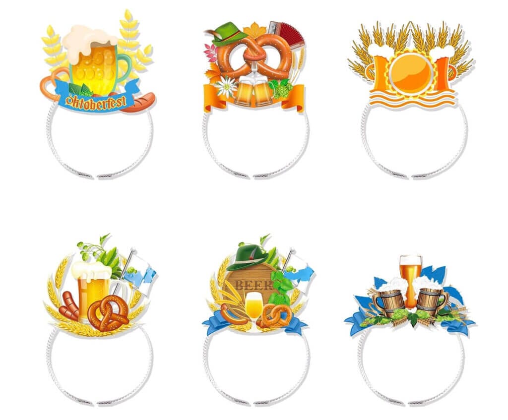 Oktoberfest Haarreifen (6 Stück) – 50% Rabatt