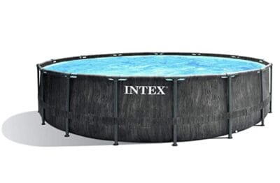 Intex Unisex – Erwachsene Premium Frame Pool Set Prism Greywood O 457 x 122 cm Dunkelgraue Holzoptik