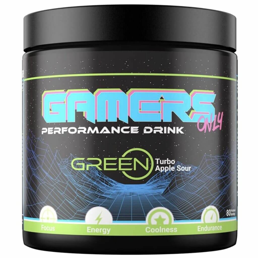 GAMERS ONLY GREEN Turbo Apple Sour, 400g (80 Portionen) – 33% Rabatt + 10% Spar-Abo + 25% Rabatt auf die erste Bestellung