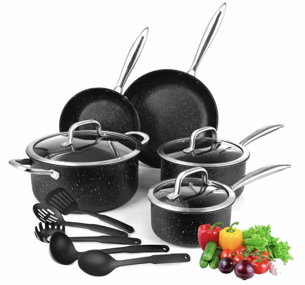 Topfset 13-teilig – Inkl. Glasdeckel und Kochgeschirr – 35% Rabatt