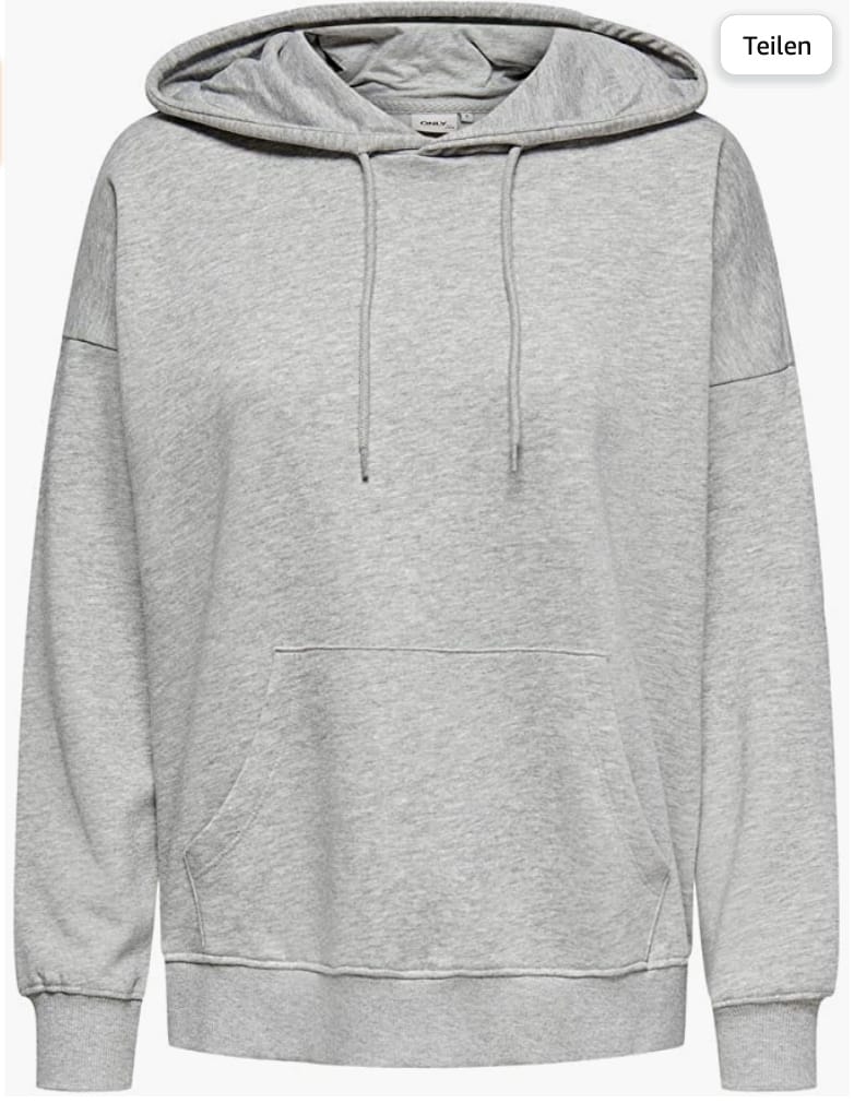 ONLY Damen Hoodie Light Grey Melange – 40% Rabatt