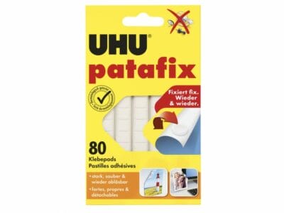Wiederverwendbare UHU patafix Klebepads: Saubere Befestigung von Papier, Postern und mehr, einfach ablösbar, 80 Stück.