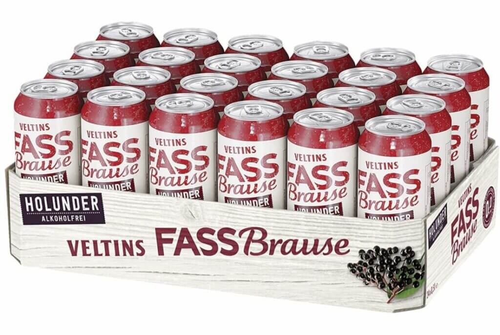 VELTINS Fassbrause Holunder 24 x 0.5 l – 20% Rabatt + 5% Spar-Abo