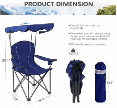 ALPHA CAMP Strandstuhl mit Sonnenschirm - 62% Rabatt 4 campingstuhl