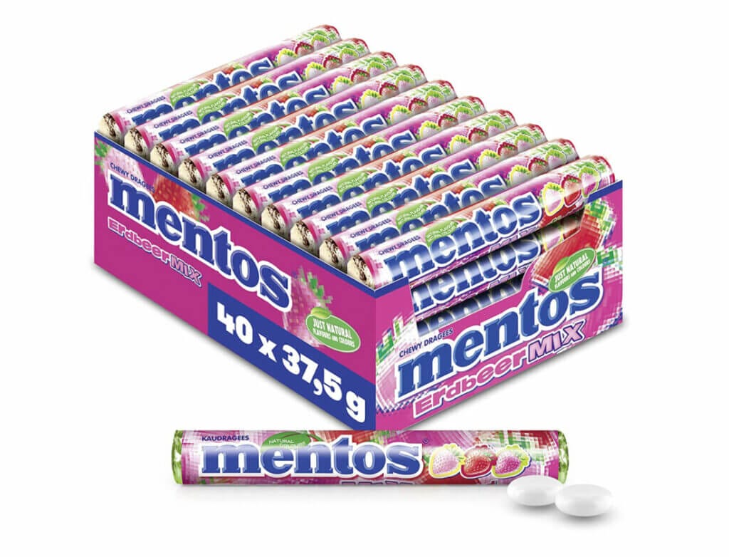 Mentos Erdbeer-Mix Dragees (40 Rollen) – 49% Rabatt