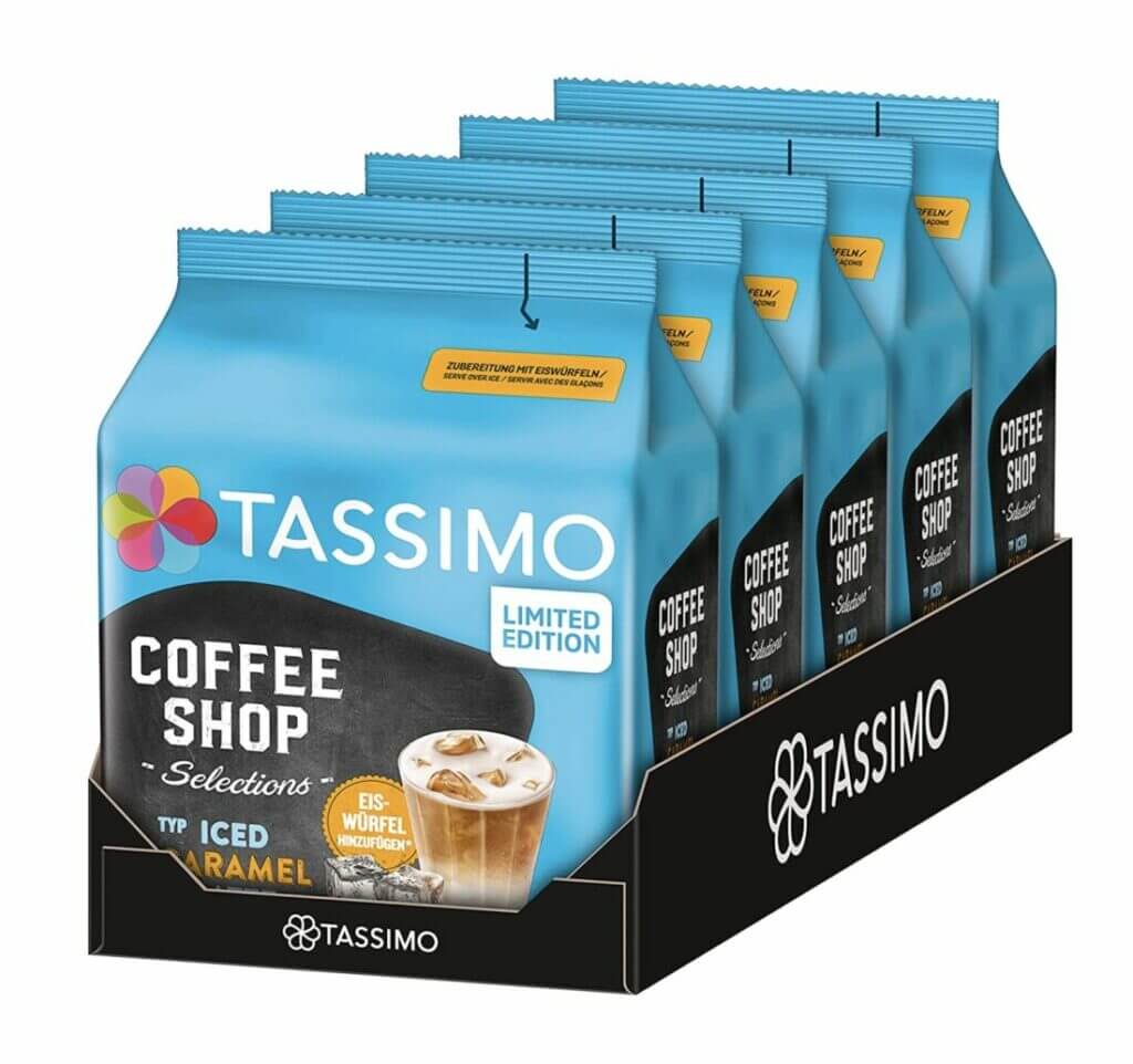 Tassimo Kapseln Coffee Shop Selections, Typ Iced Caramel Latte, 40 Kaffeekapseln, 5er Pack (5 x 8 Getränke) – 66% Rabatt