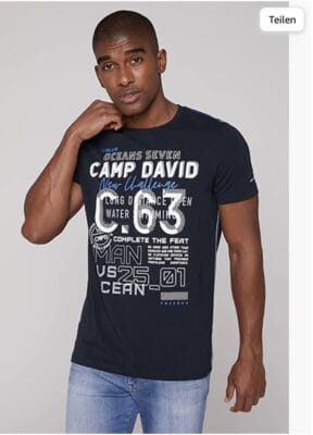 Camp David Herren T Shirt mit grossem Label Print1