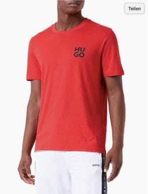 HUGO Herren Dimento T Shirt aus Baumwoll Jersey mit Stack Logo