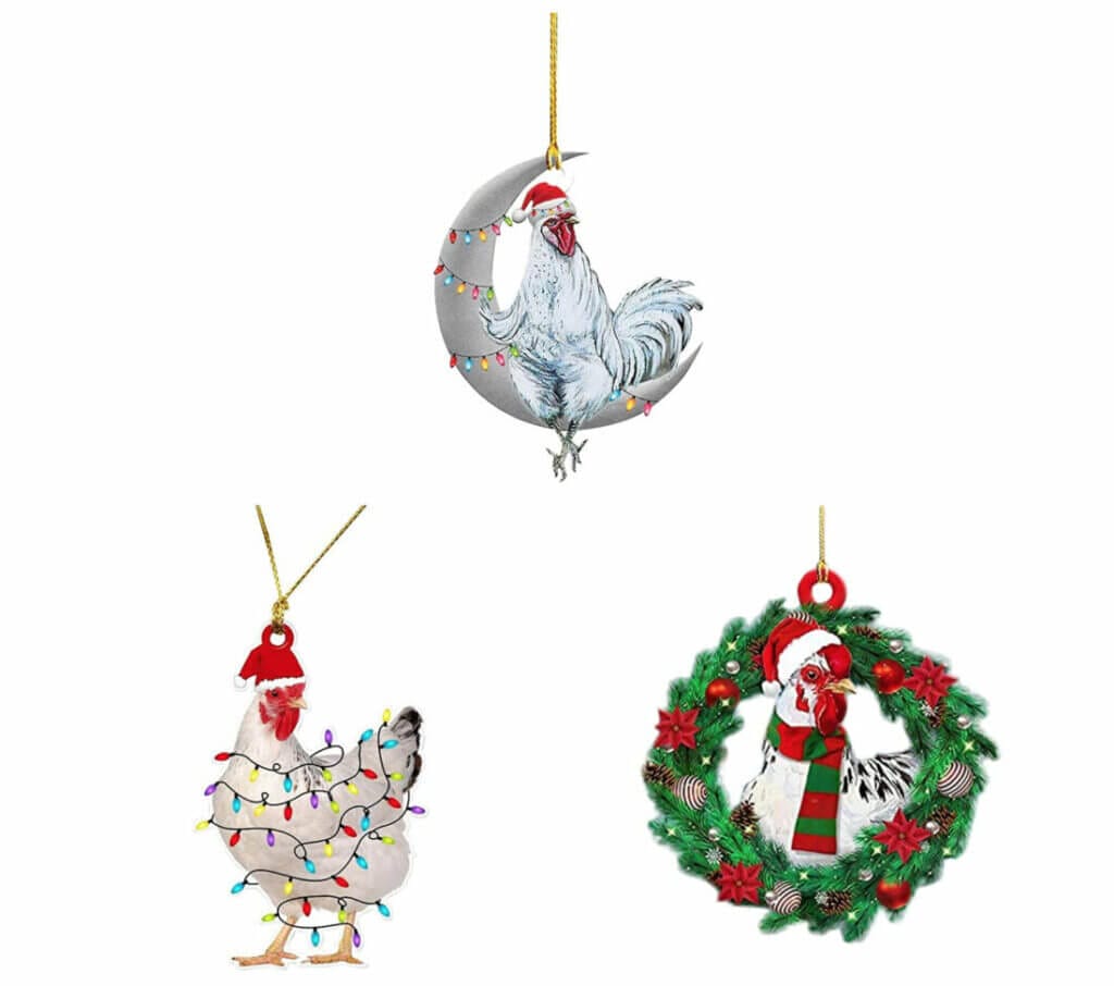 Hier gibt’s viele Sets: Lustiger Hühner-Weihnachtsbaumschmuck von HEVÜY – 60% Rabatt