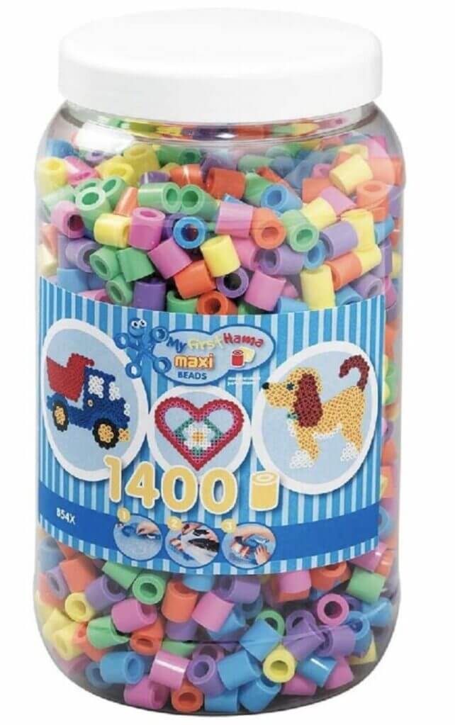 Hama Bügelperlen Dose mit ca. 1.400 bunten Maxi Bastelperlen – 35% Rabatt