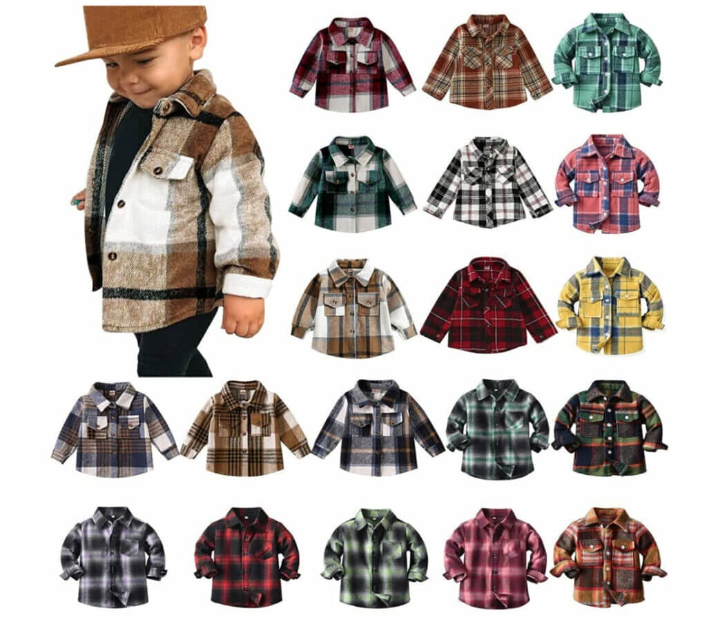 FACAIAFALO Kariertes Flanellhemd für Jungen – 50% Rabatt
