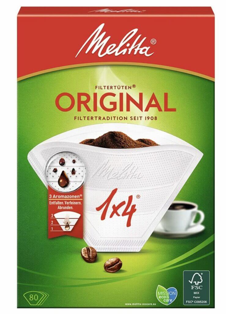 Filtertüten von Melitta 1×4/80 weiß Aroma, 1 Packung (1 x 80 Stück) – 31% Rabatt + 5% Spar-Abo