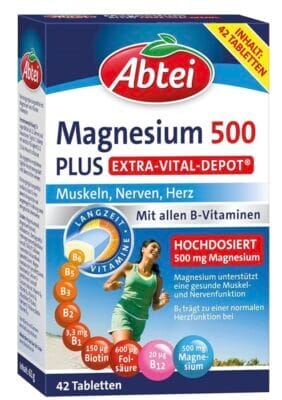 Abtei Magnesium 500 Plus für Muskeln Herz und Nerven