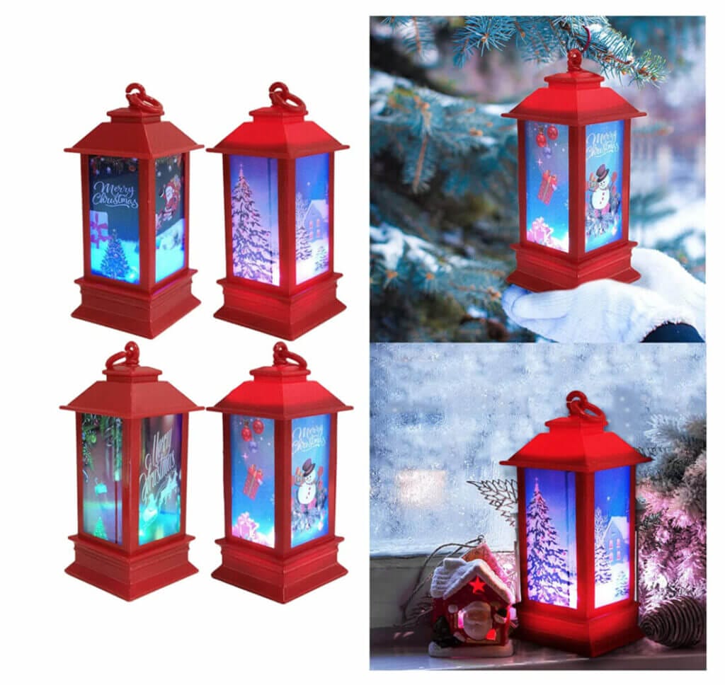 GoldPang LED Kerzenlaterne mit Weihnachtsmotiven – 70% Rabatt