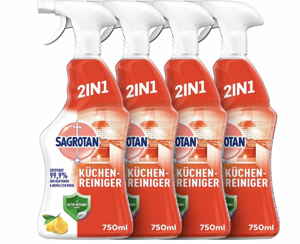 Sagrotan Küchen-Allzweck-Reiniger Spritzige Zitrone 4er-Pack – 38% Rabatt