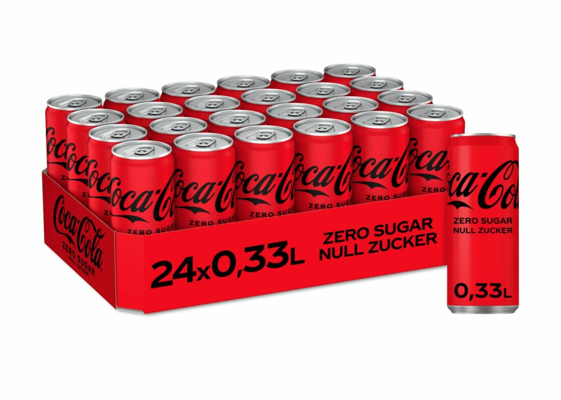 Coca Cola Zero Sugar – null Zucker und ohne Kalorien (24 x 330 ml Dosen) – 38% Rabatt