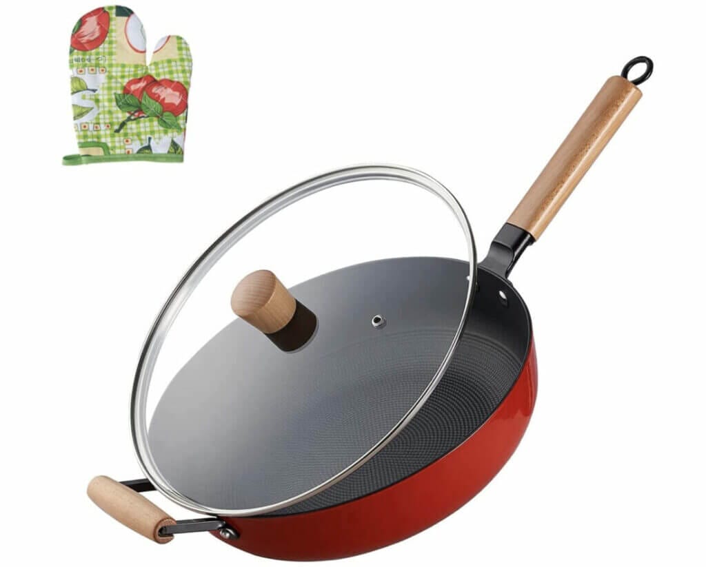 ZONSUSE Wok Gusseisen mit Deckel – 40% Rabatt