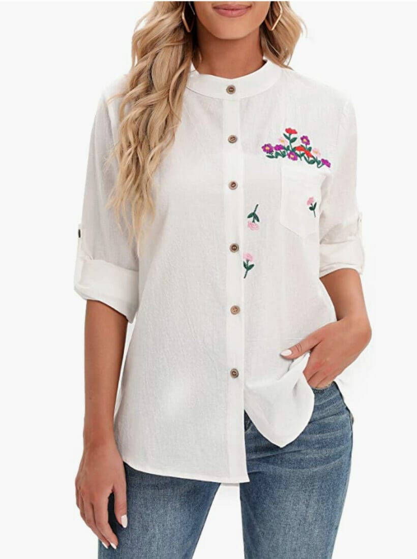 In Weiß oder Lila: Versear Damen Bluse – 43% Rabatt